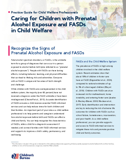 Practice Guide 1: Recognize the Signs of Prenatal Alcohol Exposure and FASDs