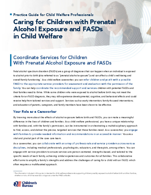Practice Guide 3: Coordinate Services for Children With Prenatal Alcohol Exposure and FASDs