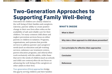 Two-Generation Approaches to Supporting Family Well-Being